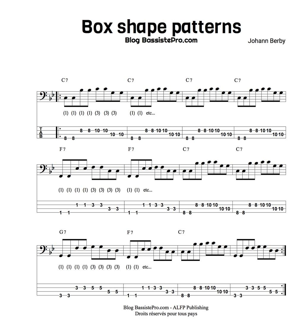 box shape patterns apprendre le blues a la basse 1
