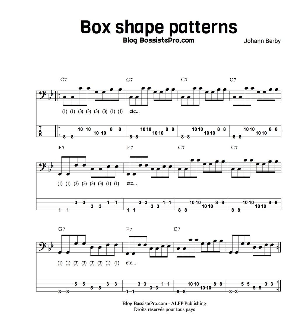 box shape patterns apprendre le blues a la basse 2