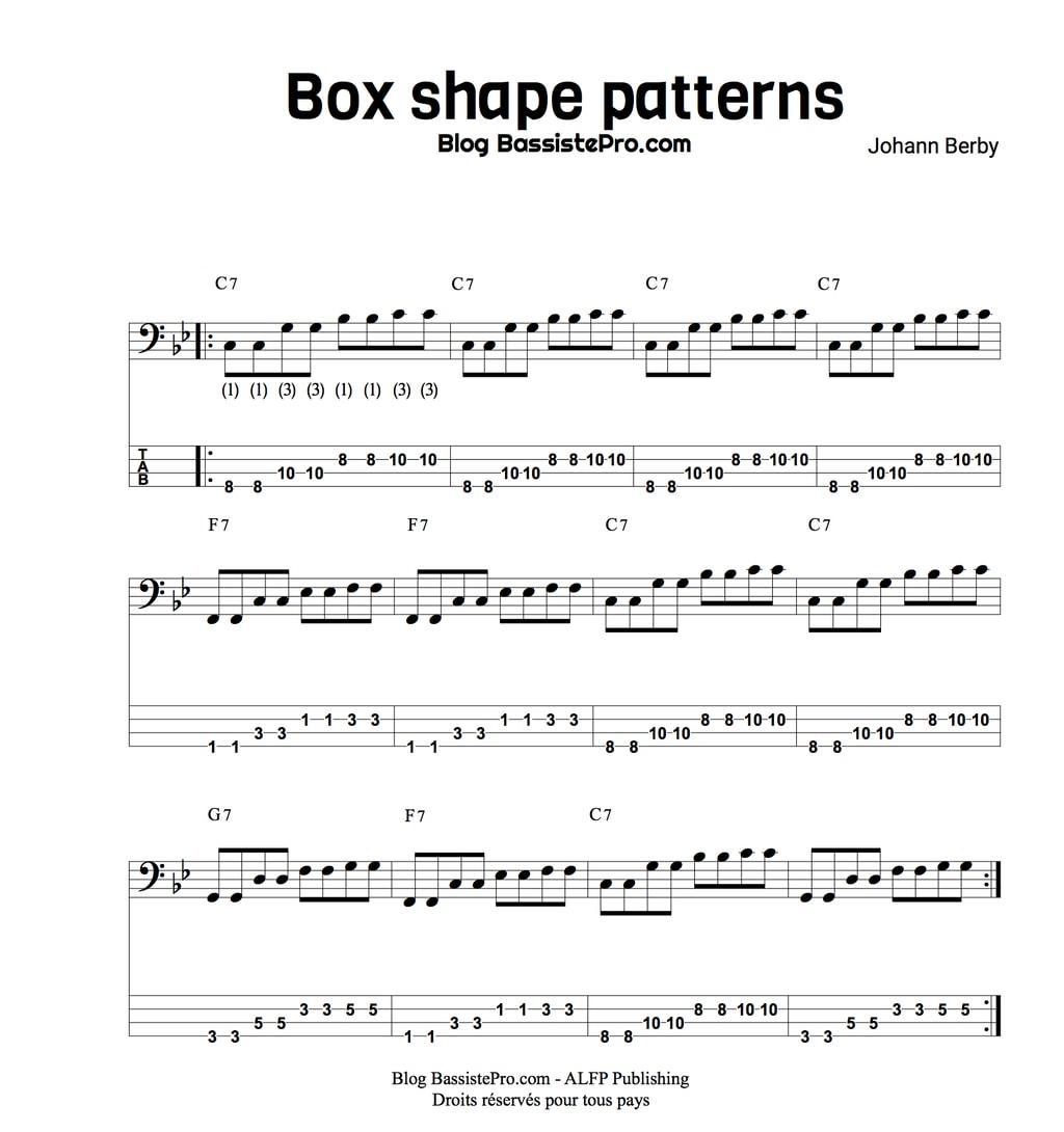box shape patterns apprendre le blues a la basse 4